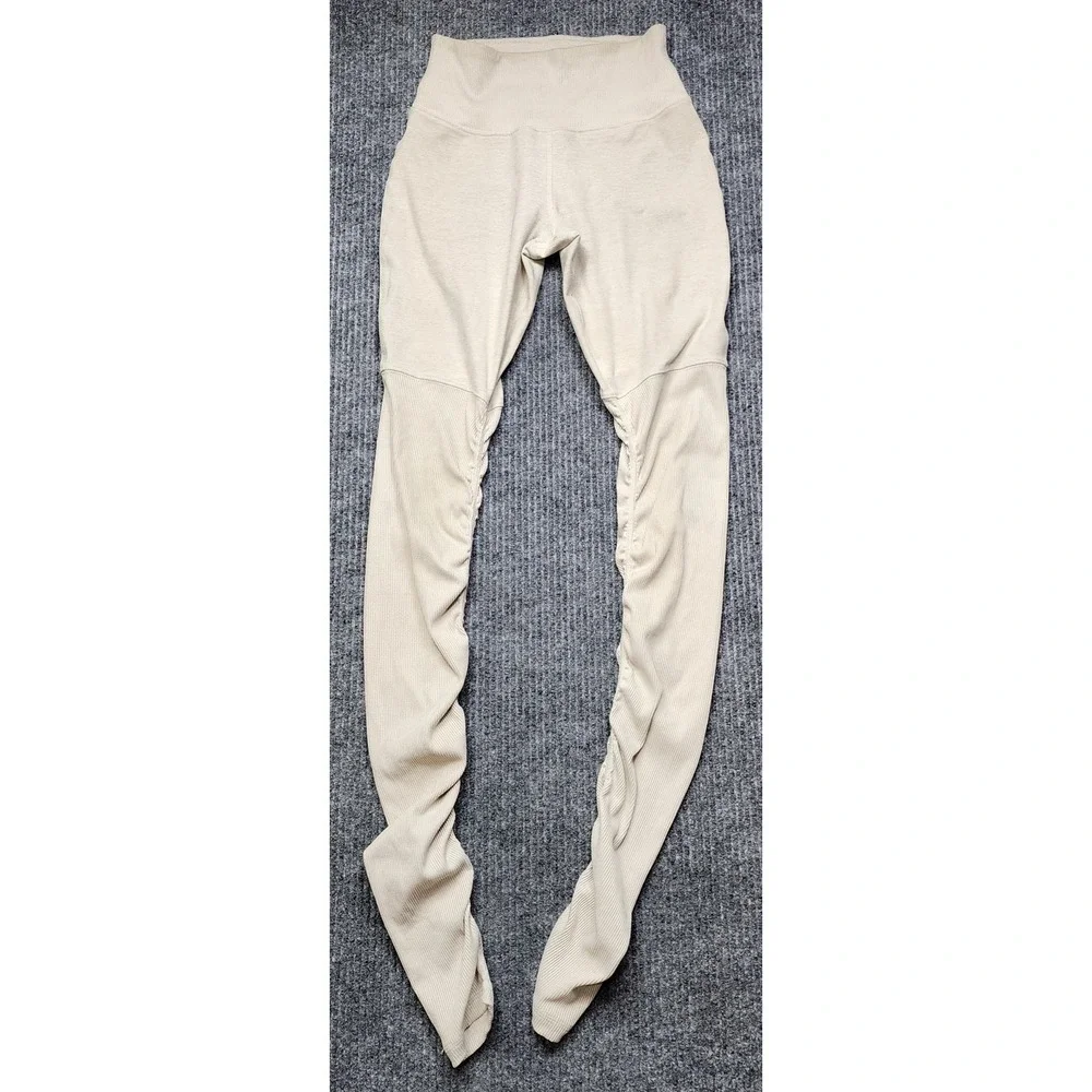 Alo Yoga Goddess Ribbed Legwarmers Leggings Heather Beige Small W5432R